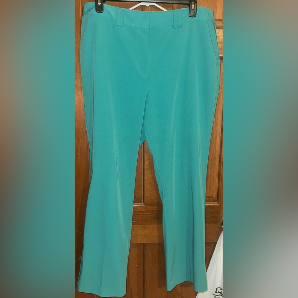 Elegant Turquoise Straight Leg Women's Pants